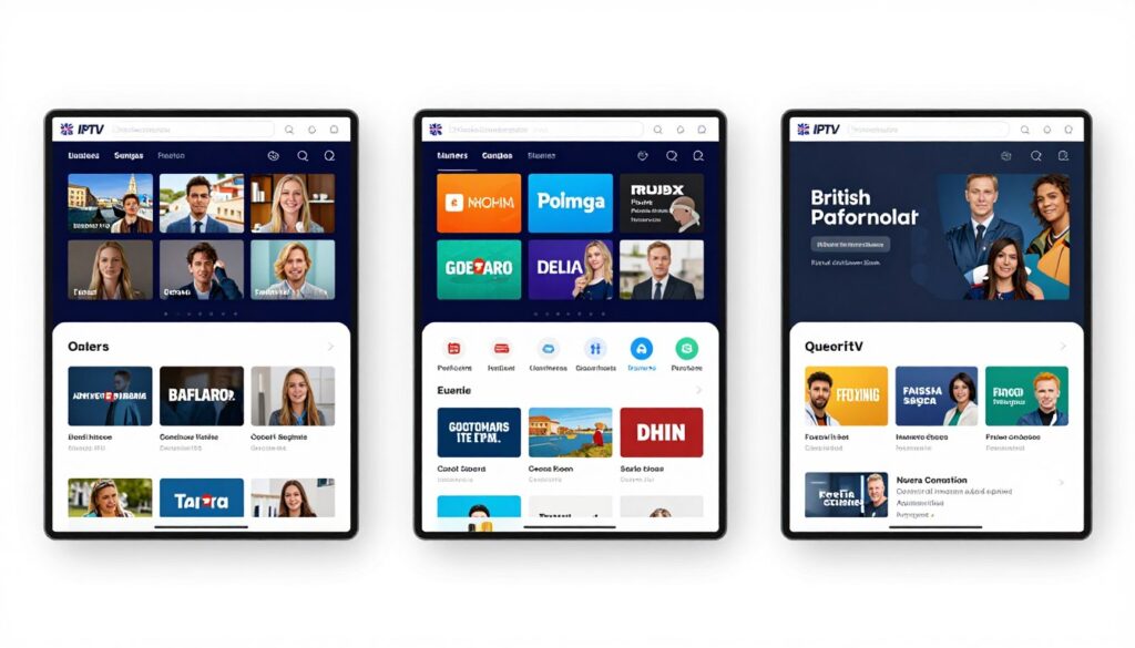 Comparison of top British IPTV service providers with their interfaces
