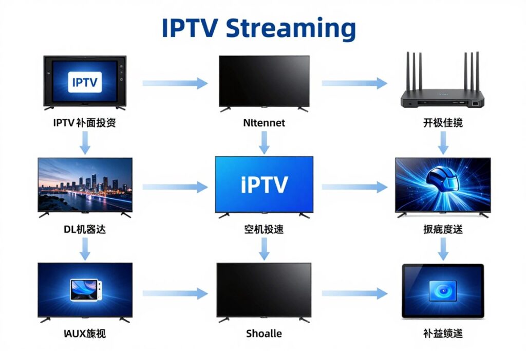 IPTV technology diagram showing how internet protocol television works with broadband connection