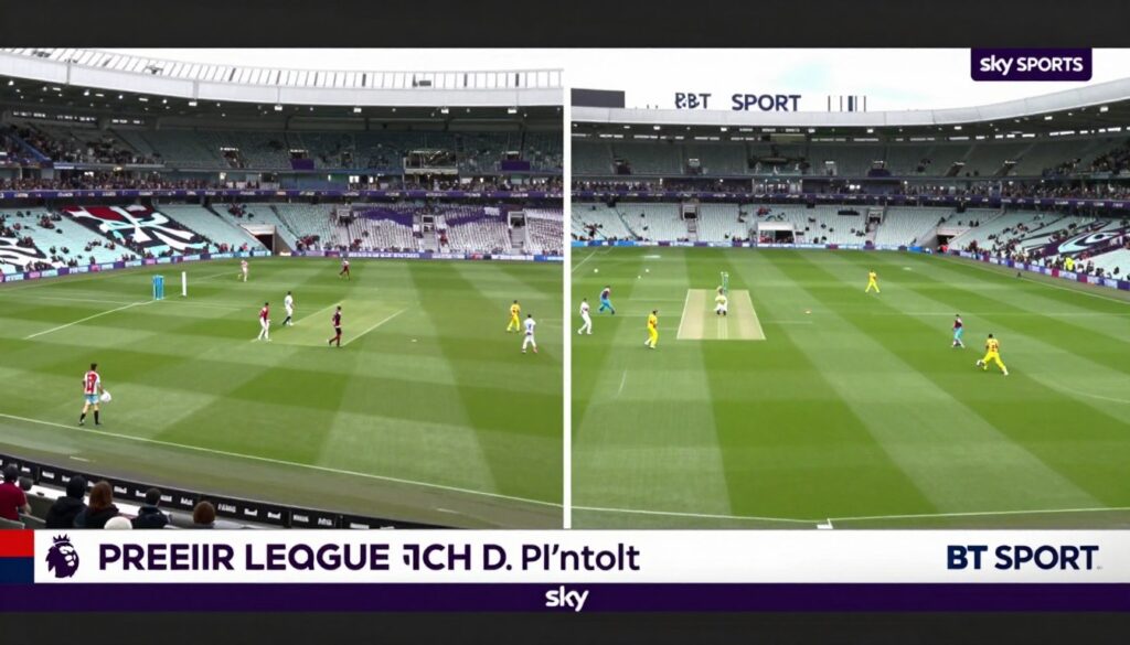 Live sports streaming on British IPTV showing football and cricket matches