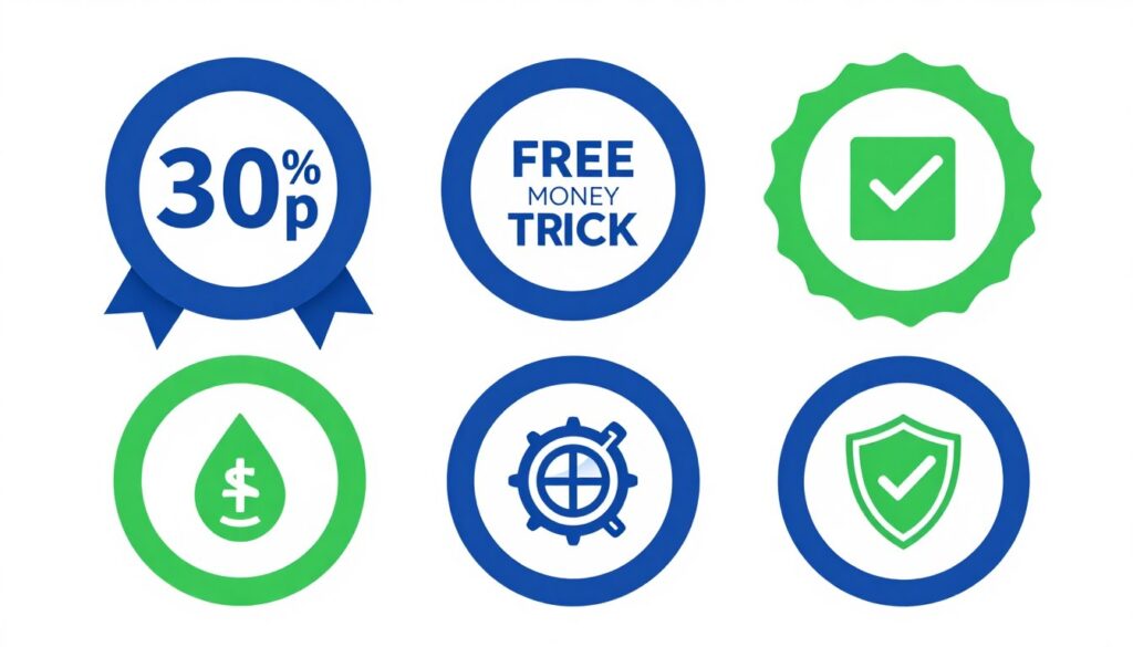 Money-back guarantee and trial period badges for IPTV services