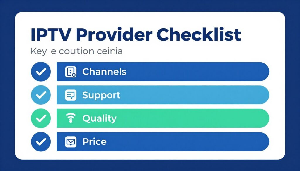 checklist showing essential features when choosing UK IPTV subscription provider