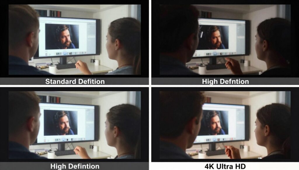 streaming quality comparison showing SD HD and 4K resolution differences