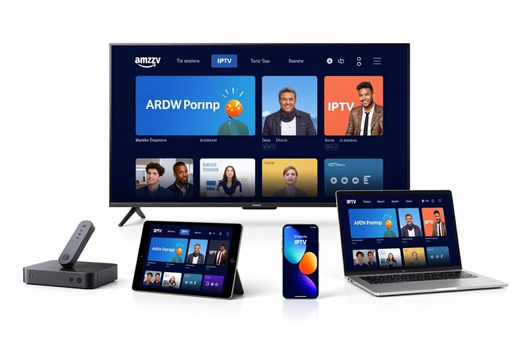 various devices compatible with IPTV subscription including smart TV tablet smartphone and streaming box