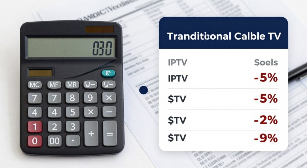 Calculator showing IPTV subscription savings compared to cable