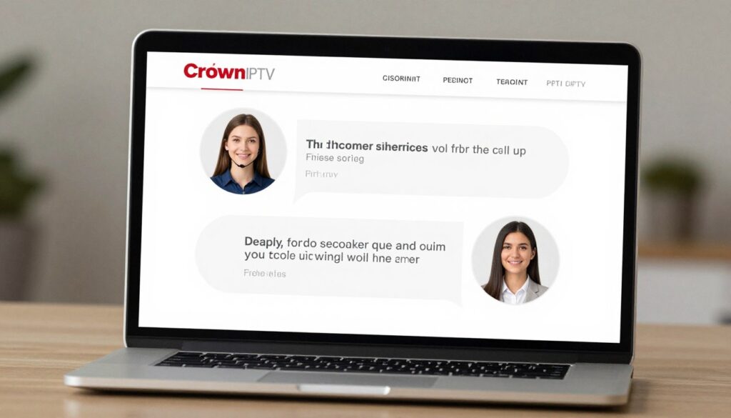 Crown IPTV customer support interface showing live chat