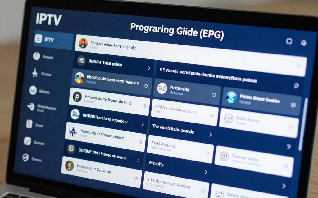 IPTV electronic program guide interface showing channel listings