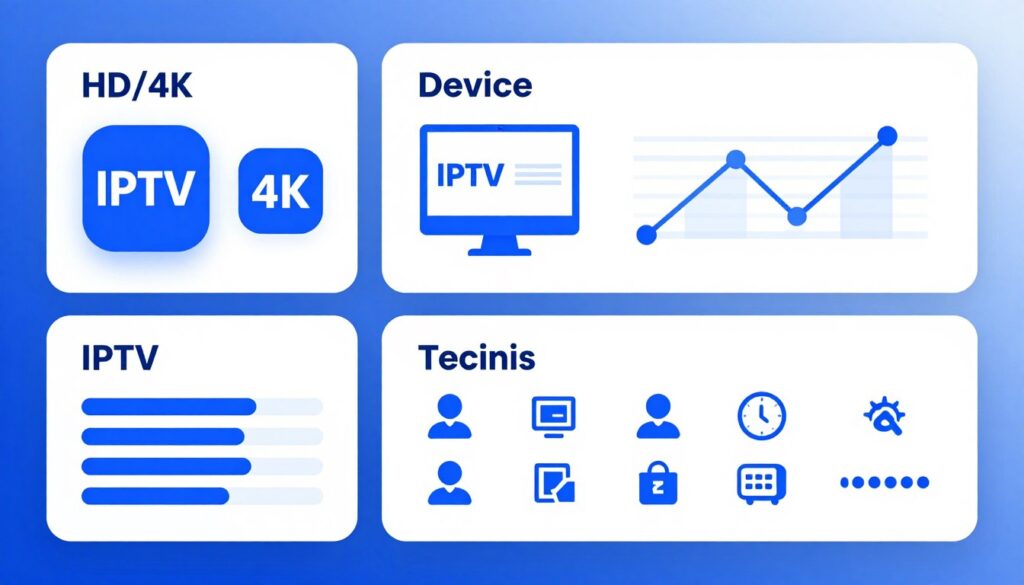 IPTV features comparison showing quality settings and channel options