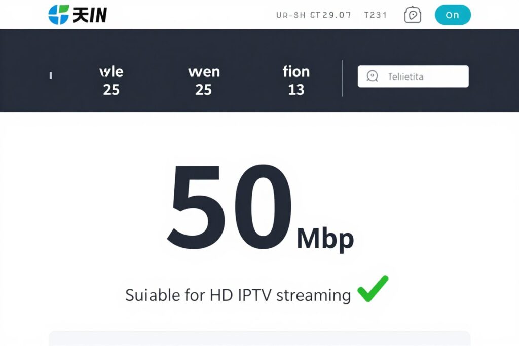 Internet speed test showing requirements for IPTV streaming