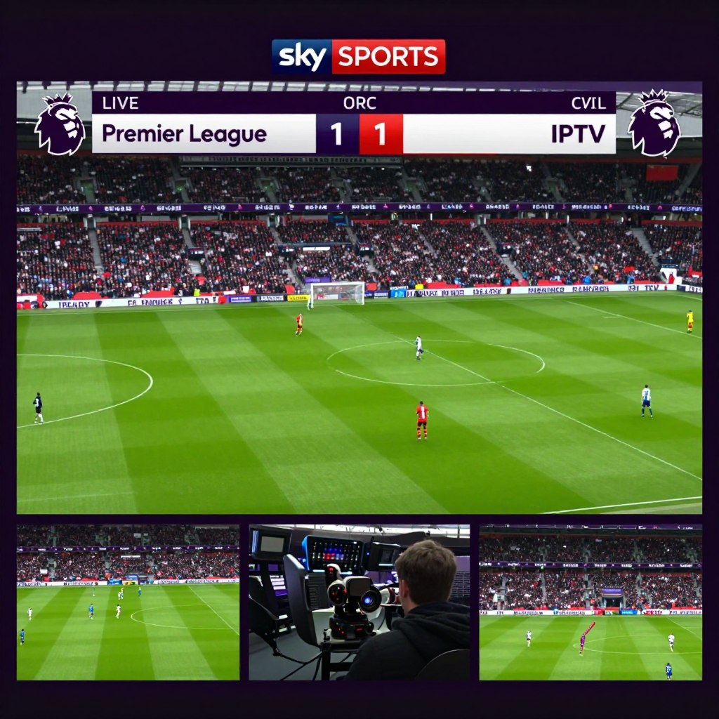 Sky Sports coverage on IPTV showing live football match