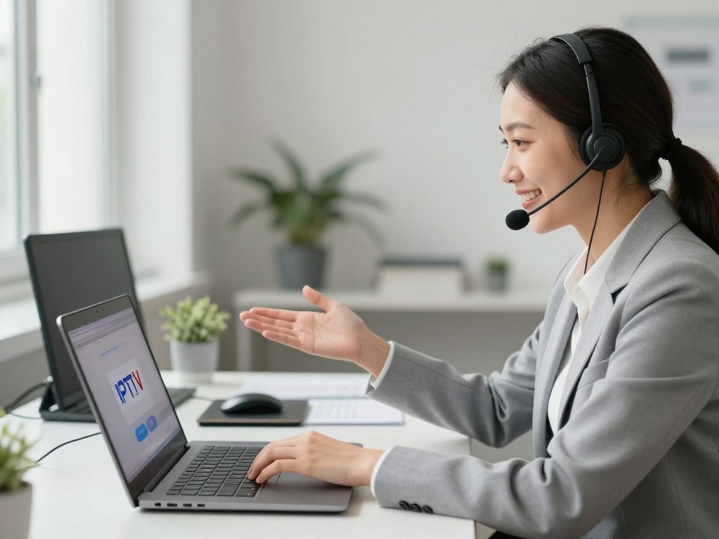 customer service representative helping with iptv selection