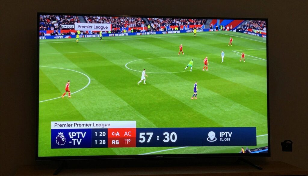 sports streaming on IPTV service showing live football match